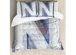 Abakuhaus Lettera N Copripiumino, N Dell'alfabeto, Antiacaro, Adatto A Chi Soffre Di Allergie, Con Federe, 155 Cm X 220 Cm - 80 X 80 Cm, Viola Blu Bianco