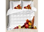 Abakuhaus Set Copripiumino Per Letti Matrimoniali, Motivo Autunnale, Antiacaro, Adatto A Chi Soffre Di Allergie, Con Federe, Multicolore