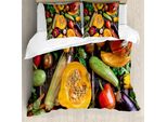 Abakuhaus Copripiumino Harvest, Tavolo Con Verdure Fresche, Antiacaro Adatto A Chi Soffre Di Allergie Con Federe, 155 Cm X 220 Cm - 80 X 80 Cm, Multicolore