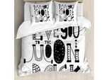 Abakuhaus Ti Amo Copripiumino, Grafica Moderna, Antiacaro, Adatto A Chi Soffre Di Allergie, Con Federe, 155 Cm X 220 Cm - 80 X 80 Cm, Bianco E Nero