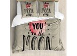 Abakuhaus Ti Amo Copripiumino, My Valentine Romanticismo, Antiacaro Adatto A Chi Soffre Di Allergie Con Federe, 155 Cm X 220 Cm - 80 X 80 Cm, Beige Nero Rosa Pallido