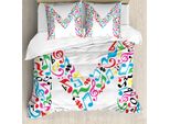 Abakuhaus Lettera M Copripiumino, Indicazioni Music Capital M, Antiacaro Adatto A Chi Soffre Di Allergie Con Federe, 200 Cm X 200 Cm - 80 X 80 Cm, Multicolore