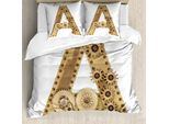 Abakuhaus Lettera A Copripiumino, Steampunk Hauptstadt, Antiacaro, Adatto A Chi Soffre Di Allergie, Con Federe, 200 Cm X 200 Cm - 80 X 80 Cm, Sand Brown
