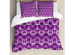 Abakuhaus Copripiumino Retrò, Cerchi E Quadrati Città, Antiacaro, Adatto A Chi Soffre Di Allergie, Con Federe, 155 Cm X 220 Cm - 80 X 80 Cm, Viola Viola