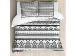 Abakuhaus Set Copripiumino In Henné Per Letti Matrimoniali, Disegno Orientale, Antiacaro, Adatto A Chi Soffre Di Allergie, Con Federe, Bianco E Nero