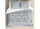 Abakuhaus Set Copripiumino Geometrico Per Letti Matrimoniali, Moderno Labirinto Circolare, Antiacaro, Adatto A Chi Soffre Di Allergie, Con Federe, Grigio Antracite, Azzurro