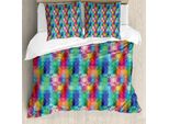 Abakuhaus Copripiumino Geometrico, Triangoli, Antiacaro, Adatto A Chi Soffre Di Allergie, Con Federe, 200 Cm X 200 Cm - 80 X 80 Cm, Multicolore