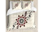 Abakuhaus Set Copripiumino In Henné Per Letti Matrimoniali, Motivo Mehndi Asiatico, Antiacaro, Adatto A Chi Soffre Di Allergie, Con Federe, Marrone Castagna, Nero, Marrone