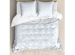 Abakuhaus Copripiumino Vintage, Motivo Floreale Foglia Stalk, Antiacaro Adatto A Chi Soffre Di Allergie Con Federe, 200 Cm X 200 Cm - 80 X 80 Cm, Azzurro Bianco