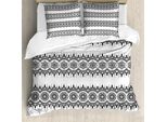 Abakuhaus Copripiumino Orientale, Tatuaggio Mandala Monocromatico, Antiacaro, Adatto A Chi Soffre Di Allergie, Con Federe, 200 Cm X 200 Cm - 80 X 80 Cm, Bianco E Nero