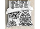 Abakuhaus Copripiumino Etnico, Design Elaborato, Antiacaro, Adatto A Chi Soffre Di Allergie, Con Federe, 155 Cm X 220 Cm - 80 X 80 Cm, Bianco E Nero