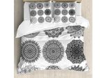 Abakuhaus Copripiumino Orientale, Ottoman Inspired Mandala, Antiacaro, Adatto A Chi Soffre Di Allergie, Con Federe, 200 Cm X 200 Cm - 80 X 80 Cm, Bianco E Nero