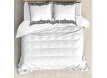 Abakuhaus Set Copripiumino In Henné Per Letti Matrimoniali, Motivi Folcloristici Mehendi, Antiacaro, Adatto A Chi Soffre Di Allergie, Con Federe, Bianco E Nero
