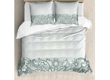 Abakuhaus Volk Copripiumino, Motivi Floreali E Foglie, Antiacaro, Adatto A Chi Soffre Di Allergie, Con Federe, 200 Cm X 200 Cm - 80 X 80 Cm, Bianco Verde