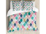 Abakuhaus Copripiumino Geometrico, Classico Marocchino, Antiacaro, Adatto A Chi Soffre Di Allergie, Con Federe, 155 Cm X 220 Cm - 80 X 80 Cm, Multicolore