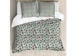 Abakuhaus Copripiumino Geometrico, Linee Sottili Con Pois, Antiacaro, Adatto A Chi Soffre Di Allergie, Con Federe, 155 Cm X 220 Cm - 80 X 80 Cm, Marrone Crema Seafoam