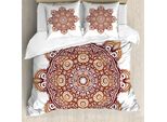Abakuhaus Set Copripiumino In Henné Per Letti Matrimoniali, Simbolo Spirituale Folcloristico, Antiacaro, Adatto A Chi Soffre Di Allergie, Con Federe, Arancione Marrone