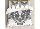 Abakuhaus Set Copripiumino In Henné Per Letti Matrimoniali, Stile Vintage Orientale, Antiacaro, Adatto A Chi Soffre Di Allergie, Con Federe, Nero Crema