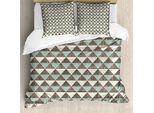 Abakuhaus Set Copripiumino Geometrico Per Letti Matrimoniali, Motivo A Triangoli Pastello, Antiacaro, Adatto A Chi Soffre Di Allergie, Con Federe, Verde Mandorla, Avorio E Tortora Scuro