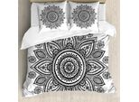 Abakuhaus Set Copripiumino In Henné Per Letti Matrimoniali, Motivo Fiori Di Girasole, Antiacaro, Adatto A Chi Soffre Di Allergie, Con Federe, Bianco E Nero