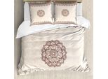 Abakuhaus Copripiumino Etnico, Motivi Geometrici A Spirale, Antiacaro, Adatto A Chi Soffre Di Allergie, Con Federe, 155 Cm X 220 Cm - 80 X 80 Cm, Beige Marrone