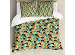 Abakuhaus Copripiumino Geometrico, Semicerchi Colorati, Antiacaro, Adatto A Chi Soffre Di Allergie, Con Federe, 200 Cm X 200 Cm - 80 X 80 Cm, Multicolore