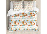 Abakuhaus Copripiumino Geometrico, Anelli Ovali Colorati, Antiacaro, Adatto A Chi Soffre Di Allergie, Con Federe, 200 Cm X 200 Cm - 80 X 80 Cm, Multicolore