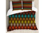 Abakuhaus Set Copripiumino Geometrico Per Letti Matrimoniali, Motivi Tribali Artistici, Antiacaro, Adatto A Chi Soffre Di Allergie, Con Federe, Multicolore