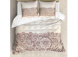 Abakuhaus Copripiumino Orientale, Motivo Mandala-Paisley, Antiacaro, Adatto A Chi Soffre Di Allergie, Con Federe, 155 Cm X 220 Cm - 80 X 80 Cm, Marrone Chiaro