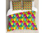 Abakuhaus Copripiumino Geometrico, Curve Dai Colori Vivaci, Antiacaro, Adatto A Chi Soffre Di Allergie, Con Federe, 200 Cm X 200 Cm - 80 X 80 Cm, Multicolore