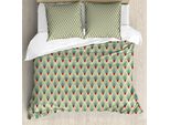 Abakuhaus Copripiumino Geometrico, Forma Montagna, Antiacaro, Adatto A Chi Soffre Di Allergie, Con Federe, 155 Cm X 220 Cm - 80 X 80 Cm, Verde Pallido, Rosso, Avorio