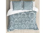 Abakuhaus Copripiumino Geometrico, Linee Ondulate Corte, Antiacaro, Adatto A Chi Soffre Di Allergie, Con Federe, 155 Cm X 220 Cm - 80 X 80 Cm, Blu, Grigio, Polvere