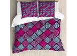 Abakuhaus Copripiumino Geometrico, Motivo, Antiacaro, Adatto A Chi Soffre Di Allergie, Con Federe, 200 Cm X 200 Cm - 80 X 80 Cm, Acquamarina Magenta Viola
