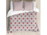 Abakuhaus Copripiumino Geometrico, Fiori Psichedelici, Antiacaro, Adatto A Chi Soffre Di Allergie, Con Federe, 155 Cm X 220 Cm - 80 X 80 Cm, Rosso, Nero, Bianco