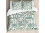 Abakuhaus Copripiumino Geometrico, Pale Tonte Lattice, Antiacaro, Adatto A Chi Soffre Di Allergie, Con Federe, 200 Cm X 200 Cm - 80 X 80 Cm, Pale Teal Beige