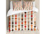 Abakuhaus Copripiumino Geometrico, Motivo Ovale Vintage, Antiacaro, Adatto A Chi Soffre Di Allergie, Con Federe, 200 Cm X 200 Cm - 80 X 80 Cm, Arancione Pesca Rosso