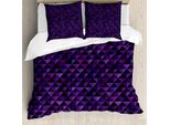 Abakuhaus Copripiumino Geometrico, Quadrati E Triangoli, Antiacaro, Adatto A Chi Soffre Di Allergie, Con Federe, 155 Cm X 220 Cm - 80 X 80 Cm, Viola Nero