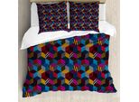 Abakuhaus Copripiumino Geometrico, Stile 3D Cube Stripes, Antiacaro E Anallergico, Con Federe, 155 Cm X 220 Cm - 80 X 80 Cm, Multicolore