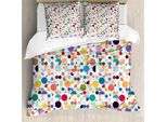 Abakuhaus Copripiumino Geometrico, Forme Ovali Retrò, Antiacaro, Adatto A Chi Soffre Di Allergie, Con Federe, 155 Cm X 220 Cm - 80 X 80 Cm, Multicolore