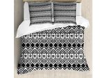 Abakuhaus Copripiumino Geometrico, Motivi Disegnati A Mano, Antiacaro, Adatto A Chi Soffre Di Allergie, Con Federe, 200 Cm X 200 Cm - 80 X 80 Cm, Bianco E Nero