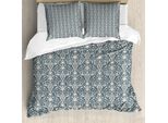 Abakuhaus Copripiumino In Damasco, Foglie E Boccioli, Antiacaro, Adatto A Chi Soffre Di Allergie, Con Federe, 200 Cm X 200 Cm - 80 X 80 Cm, Grigio Crema
