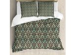 Abakuhaus Copripiumino In Damasco, Foglie E Boccioli In Stile Elaborato, Antiacaro, Adatto A Chi Soffre Di Allergie, Con Federe, 200 Cm X 200 Cm - 80 X 80 Cm, Verde Menta E Marrone Scuro