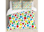 Abakuhaus Copripiumino Colorato, Pois Multicolori, Antiacaro, Adatto A Chi Soffre Di Allergie, Con Federe, 200 Cm X 200 Cm - 80 X 80 Cm, Multicolore