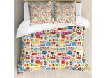 Abakuhaus Copripiumino Musicale, Stile Pop Art Retrò, Antiacaro, Adatto A Chi Soffre Di Allergie, Con Federe, 155 Cm X 220 Cm - 80 X 80 Cm, Multicolore