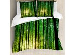 Abakuhaus Copripiumino Wald, Alba Nella Foresta Verde, Antiacaro Adatto A Chi Soffre Di Allergie Con Federe, 155 Cm X 220 Cm - 80 X 80 Cm, Verde-Nero-Giallo