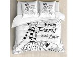 Abakuhaus Paris Copripiumino, Love Fashion Ragazza, Antiacaro Adatto A Chi Soffre Di Allergie Con Federe, 200 Cm X 200 Cm - 80 X 80 Cm, Bianco E Nero