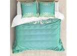 Abakuhaus Copripiumino Vintage, Flora Curlicues, Antiacaro, Adatto A Chi Soffre Di Allergie, Con Federe, 155 Cm X 220 Cm - 80 X 80 Cm, Seafoam Creme