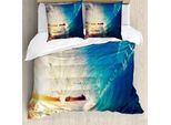 Abakuhaus Copripiumino Ocean, Alba Sulle Onde Sport, Antiacaro, Adatto A Chi Soffre Di Allergie, Con Federe, 200 Cm X 200 Cm - 80 X 80 Cm, Blu Pale Mauve