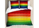 Abakuhaus Copripiumino Astratto, Strisce Arcobaleno Neon, Antiacaro, Adatto A Chi Soffre Di Allergie, Con Federe, 155 Cm X 220 Cm - 80 X 80 Cm, Multicolore