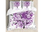 Abakuhaus Copripiumino Naturale, Albero Della Vita, Antiacaro, Adatto A Chi Soffre Di Allergie, Con Federe, 155 Cm X 220 Cm - 80 X 80 Cm, Viola Viola